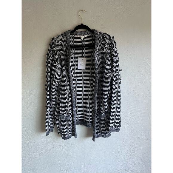 Anthropologie Endless Rose Woman Black/ White Open Front Cardigan, Size … - Picture 1 of 10